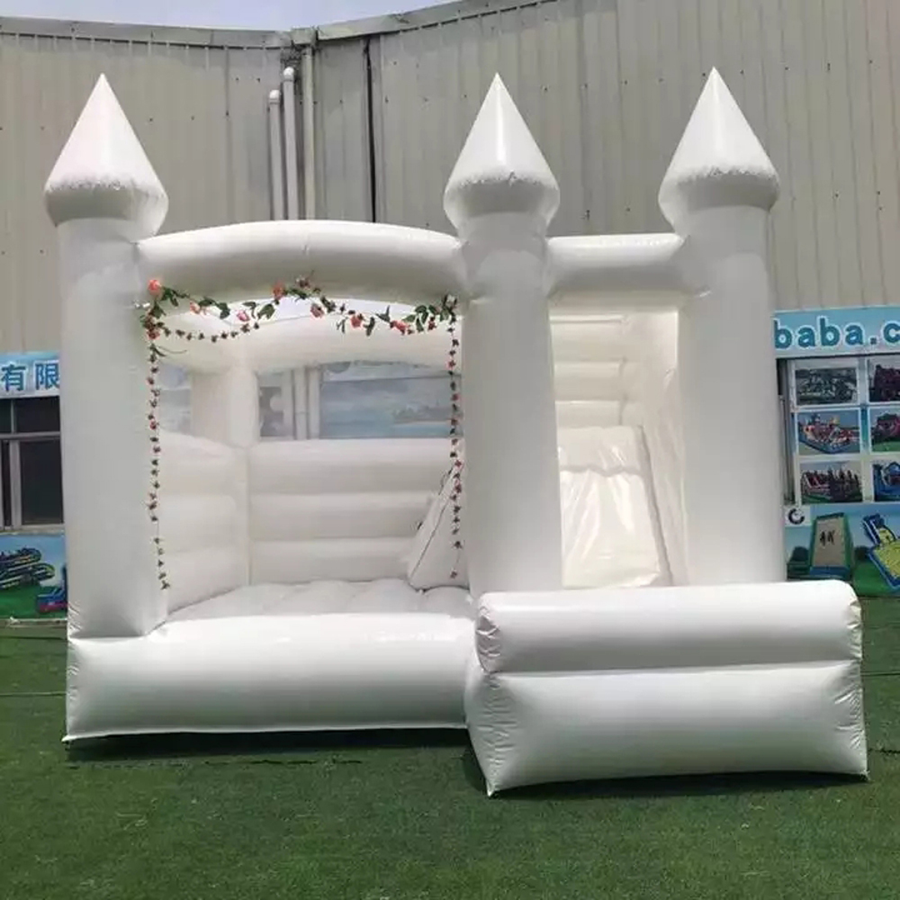 Wedding Bounce House Inflatable Bouncy Castle With Slide Ball Pit Pink White Moon Jumps For Party Rental