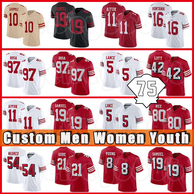 19 Deebo Samuel 5 Trey Lance Jerry Rice Football George Kittle Jerseys Nick Bosa Fred Warner Jimmy Garoppolo Brandon Aiyuk Kyle Juszczyk Colin Kaepernick Steve Young, Custom men +patch(49r)
19 Deebo Samuel 5 Trey Lance Jerry Rice Football George Kittle Jerseys Nick Bosa Fred Warner Jimmy Garoppolo Brandon Aiyuk Kyle Juszczyk Colin Kaepernick Steve Young, Custom men +patch(49r)