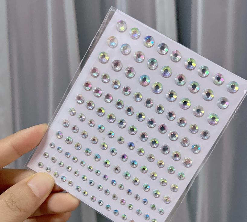 Beauty Fashion Face Eye Sticker Body Gem Jewel Rhinestone Pearl Self Adhesive Crystal Makeup Diamond Pretend Play Dress-up Props Festival Party Nail A