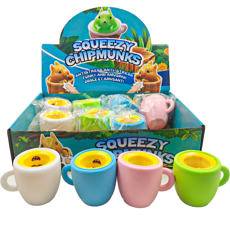 Fidget Toys Squishy New creative decompression lovely cheese mouse cup pinch music spoof squirrel decompression vent ball whole person toy