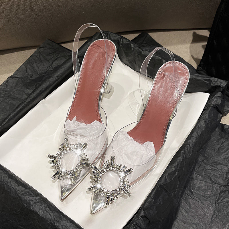 Perfect Official Quality Amina Shoes Begum Crystal-embellished Pvc Slingback Pumps Muaddi Restocks Begum Pvc Slingbacks 10cm High Heel