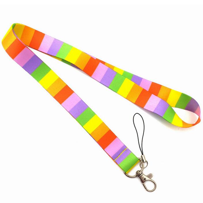 Rainbow Neck Lanyard ID Badge cellphone Lanyard Keychain Polyester Mobile phone lanyards9132575