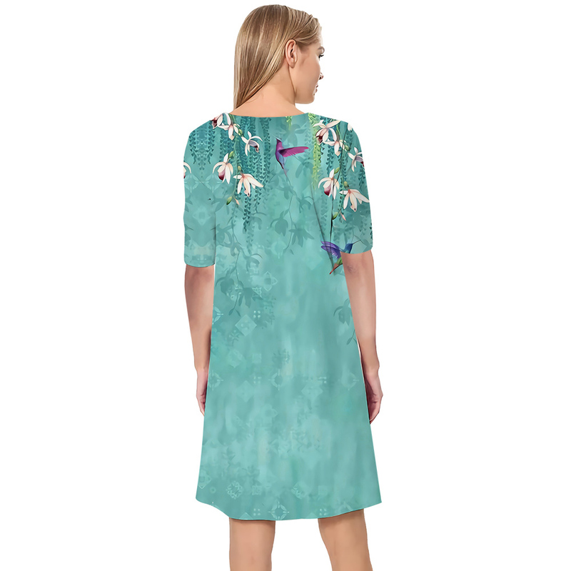 Women Dress Vintage Floral Pattern 3D Printed VNeck Loose Casual Short Sleeve Shift Dress for Female Dresses Party Dress 220616