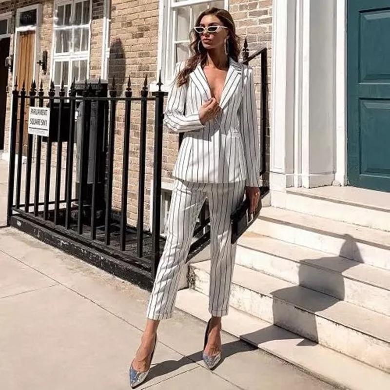 Women's Two Piece Pants Elegant Black White Striped Women Suit Peaked Lapel One Button Casual Daily Blazer Streetwear Party Prom Jacket 2 Pi, As picture
Women's Two Piece Pants Elegant Black White Striped Women Suit Peaked Lapel One Button Casual Daily Blazer Streetwear Party Prom Jacket 2 Pi, As picture