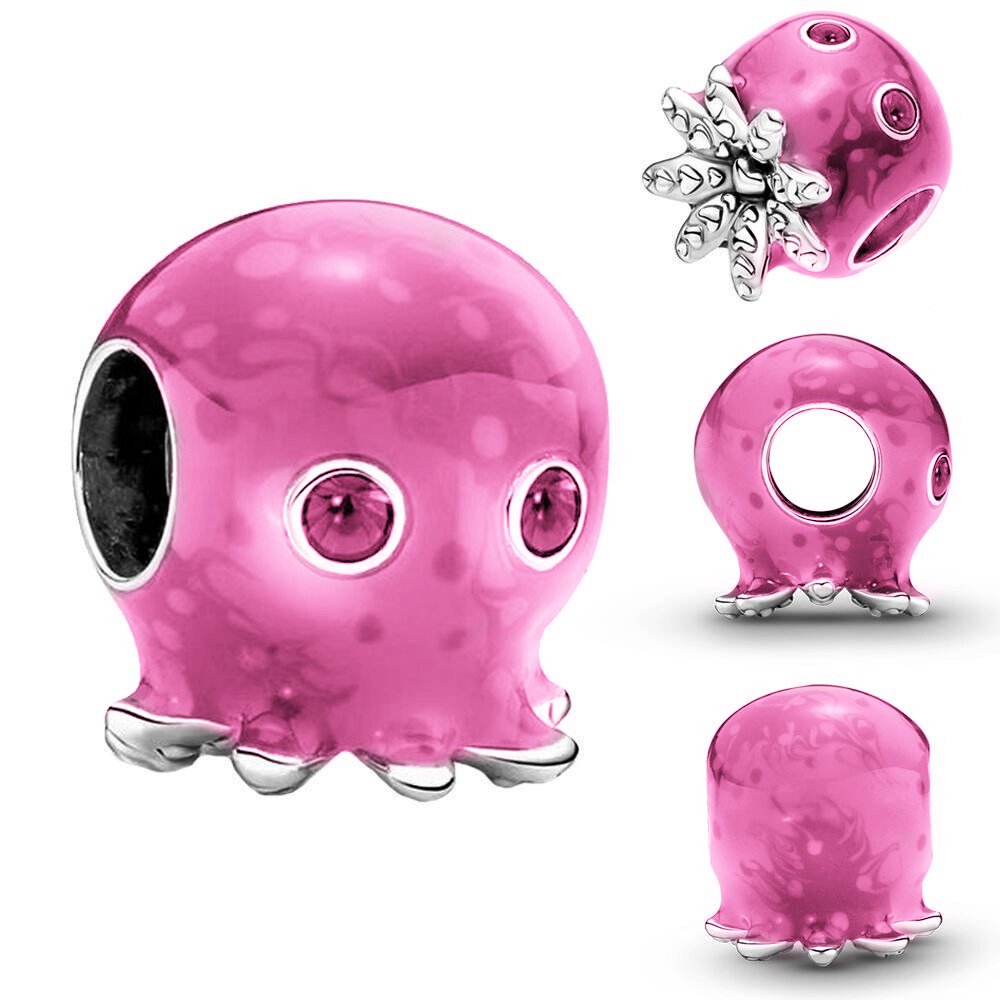 New Popular 925 Sterling Silver Charm Pink Heart Cute Headphone Charm For Bracelets And Necklaces Gifts DIY Jewelry For Girls