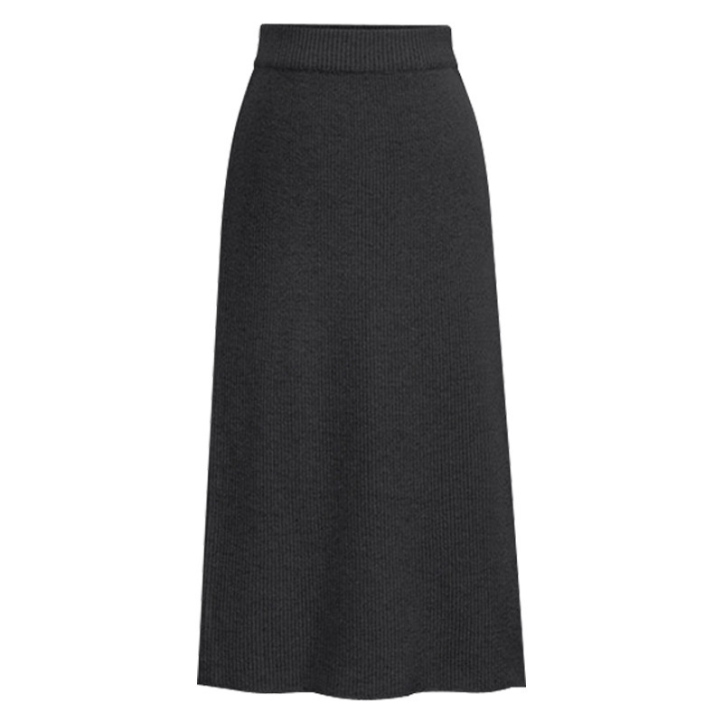 Oversized Women Knitted Skirt Autumn Winter Elastic High Waist Slim Back Open-Forked Plus Size Wool Sweater Skirts S-6XL 220317