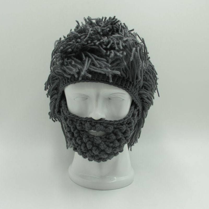 Wig Beard Hats Hobo Mad Scientist Caveman Handmade Knit Warm Winter Cap Men Women Halloween Gifts Funny Party Beanies 5 Colours 220812