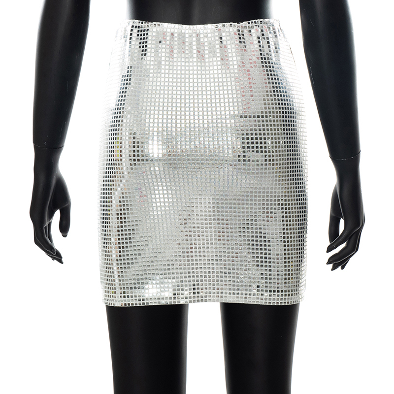 Sexy Sequins Glitter Mini Skirt High Waist Wrap Hip Slim Skirt Summer Night Club Party Harajuku Lolita Outfits 220322