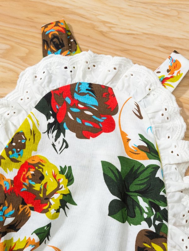 Baby girl flower Ruffle cross Jumpsuit SHE