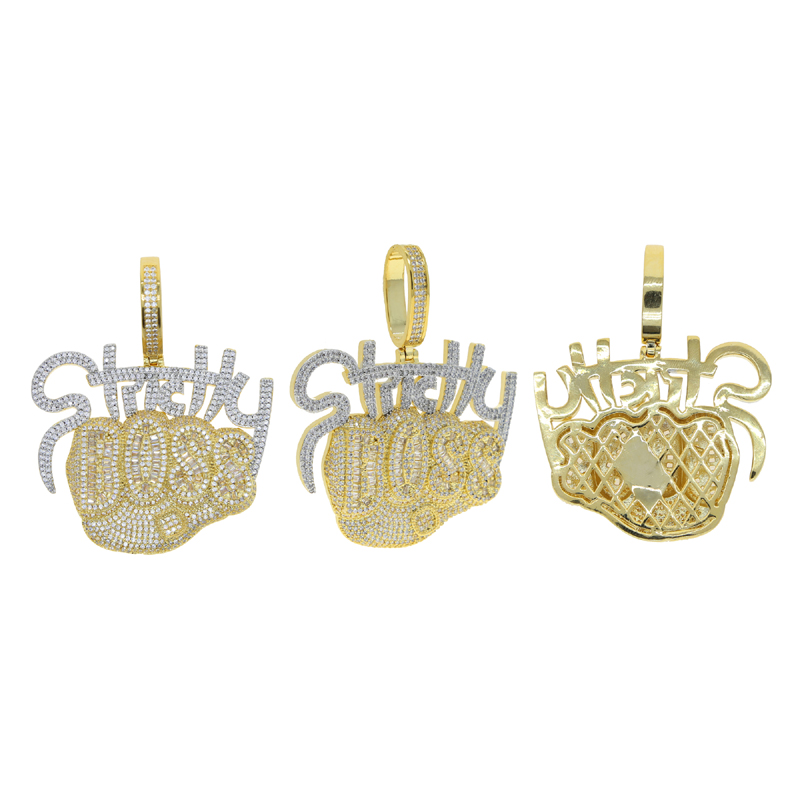 Bling Boss Letters Necklace with Sparking Baguette Cubic Zirconia Iced Out Cz Intial Name Necklaces Jewelry Charm Hip Hop Drop Ship