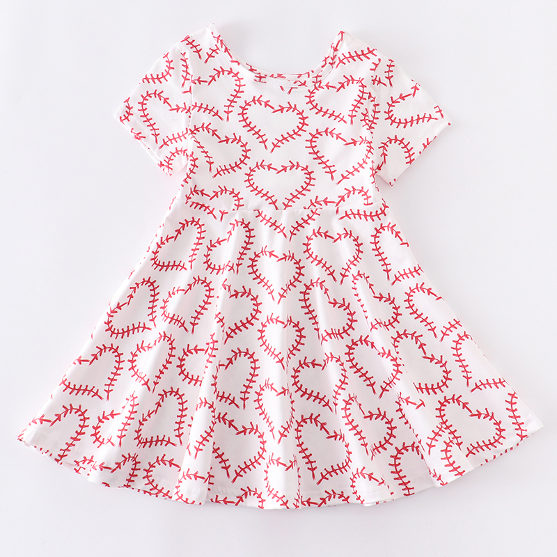 Girlymax Summer Baby Girls Kids Children Clothes Milk Silk Dress Twirl Knee Length Softball Baseball Season Kidwear Short Sleeve 220519