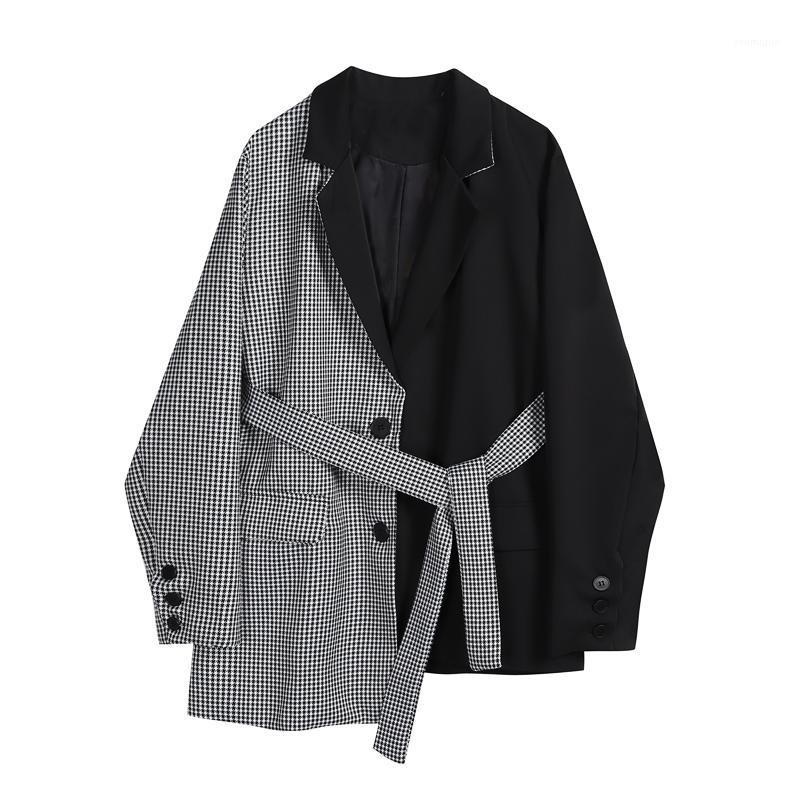 Women' Suits & Blazers Women Blazer Coats With Belt 2022 Autumn Korean Black White Plaid Patchwork Irregular Single-Breasted Long Sleeve La
Women' Suits & Blazers Women Blazer Coats With Belt 2022 Autumn Korean Black White Plaid Patchwork Irregular Single-Breasted Long Sleeve La