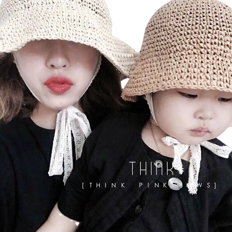 Summer Straw Baby Hat Lace born Bucket Kids Sun s Cap Children Panama Outdoor Travel Beach 220611