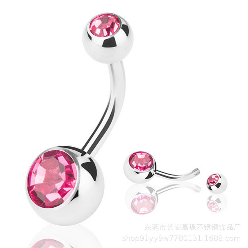 316L Stainless Steel Belly Button Rings Body Poercing Navel Rings Soild Titanium with Two Austrian Crystal Jewels Wholesale Price