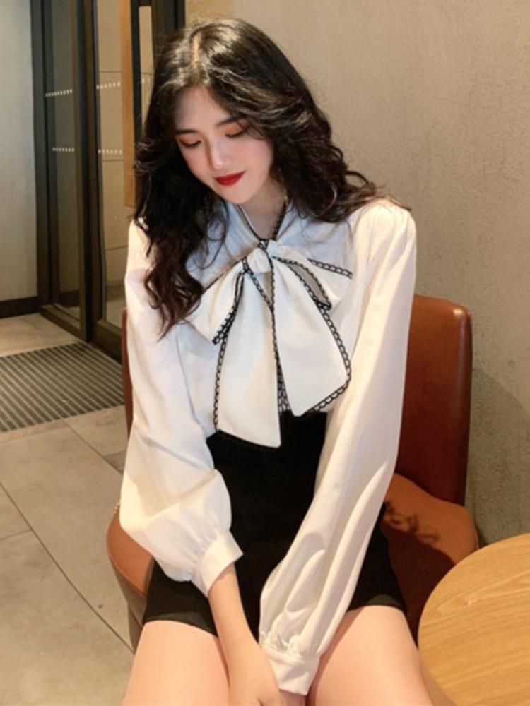 Women's Blouses & Shirts Fashion Women Korean Style Blouse Shirt Bow Uniform White Tops Casual Chiffon Camisas De Mujer Clothes BW50XF, Black
Women's Blouses & Shirts Fashion Women Korean Style Blouse Shirt Bow Uniform White Tops Casual Chiffon Camisas De Mujer Clothes BW50XF, Black