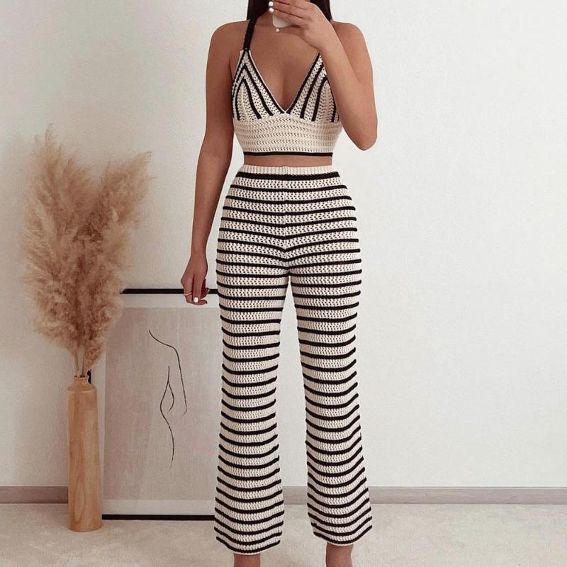 Women' Two Piece Pants Sexy Backless Vest Top Set Striped Women Summer Club Matching Outfits 2022 Knitted Female ClothingWomen, Black
Women' Two Piece Pants Sexy Backless Vest Top Set Striped Women Summer Club Matching Outfits 2022 Knitted Female ClothingWomen, Black