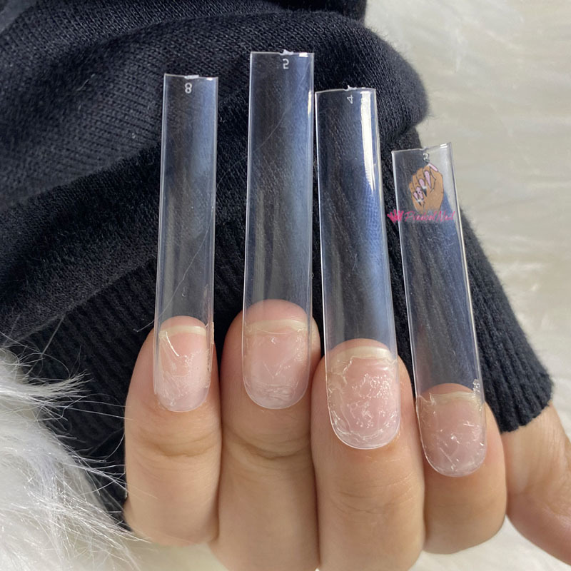 3XL Square Straight Long Full Cover Nails Artificial Acrylic False Nail Tips Clear Press On Manicure Tool 220725