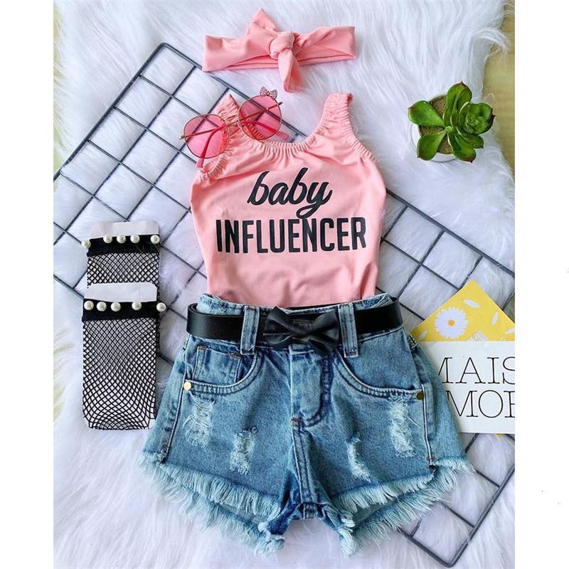 Girl Clothes Set 3pcs Letter Sleeveless Top Denim Shorts Suit Outfits Baby Children Clothing For Kid Cute Toddler Outfit, As picture 
Girl Clothes Set 3pcs Letter Sleeveless Top Denim Shorts Suit Outfits Baby Children Clothing For Kid Cute Toddler Outfit, As picture