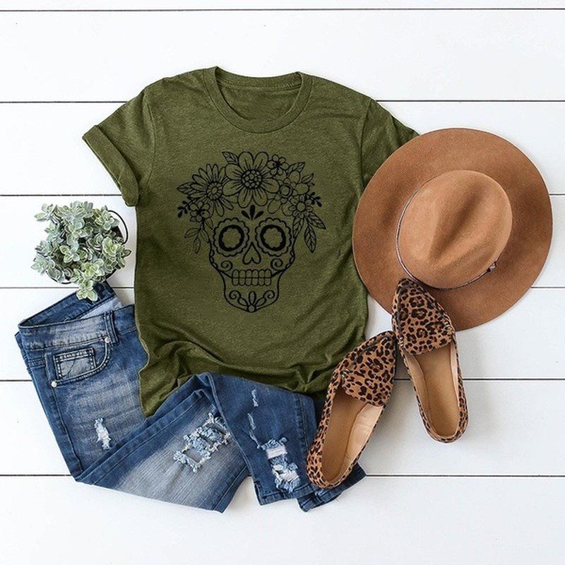 Women T Shirt Skull Head Print Short Sleeve O Neck Loose T-shirt Ladies Summer Causal Tee Clothes, Army green
Women T Shirt Skull Head Print Short Sleeve O Neck Loose T-shirt Ladies Summer Causal Tee Clothes, Army green