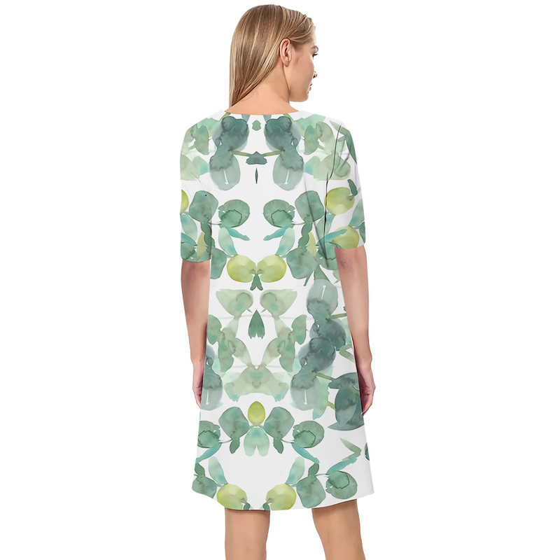 Women Dress Green Grass 3D Printed VNeck Loose Casual Short Sleeve Shift Dress for Female Dresses Natural Factors 220616
