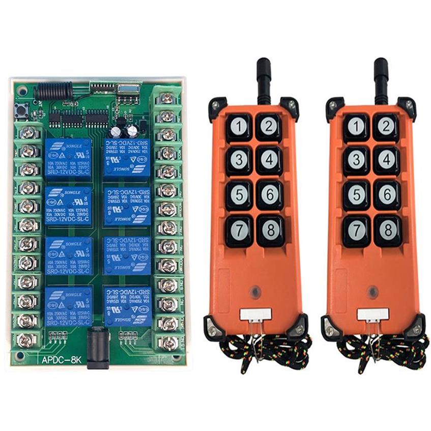 Smart Home Control 433Mhz DC 12V 24V 8CH Wireless Remote Switch With 3000M Long Distance Industrial Controller Transmitter2558236P
