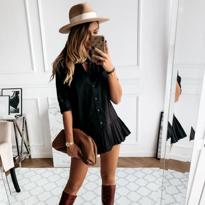 Casual Dresses Women Autumn Spring White Pleated Shirt Dress Long Sleeve Turn Down Collar Button Lady Fashion A Line Mini -2XLCasual, Black
Casual Dresses Women Autumn Spring White Pleated Shirt Dress Long Sleeve Turn Down Collar Button Lady Fashion A Line Mini -2XLCasual, Black