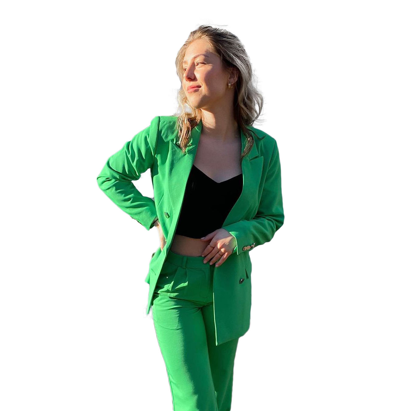 Bright Green Women Blazer Suits Street Style Power Slim Fit Evening Party Formal Outfit Wedding Wear 2 Pieces