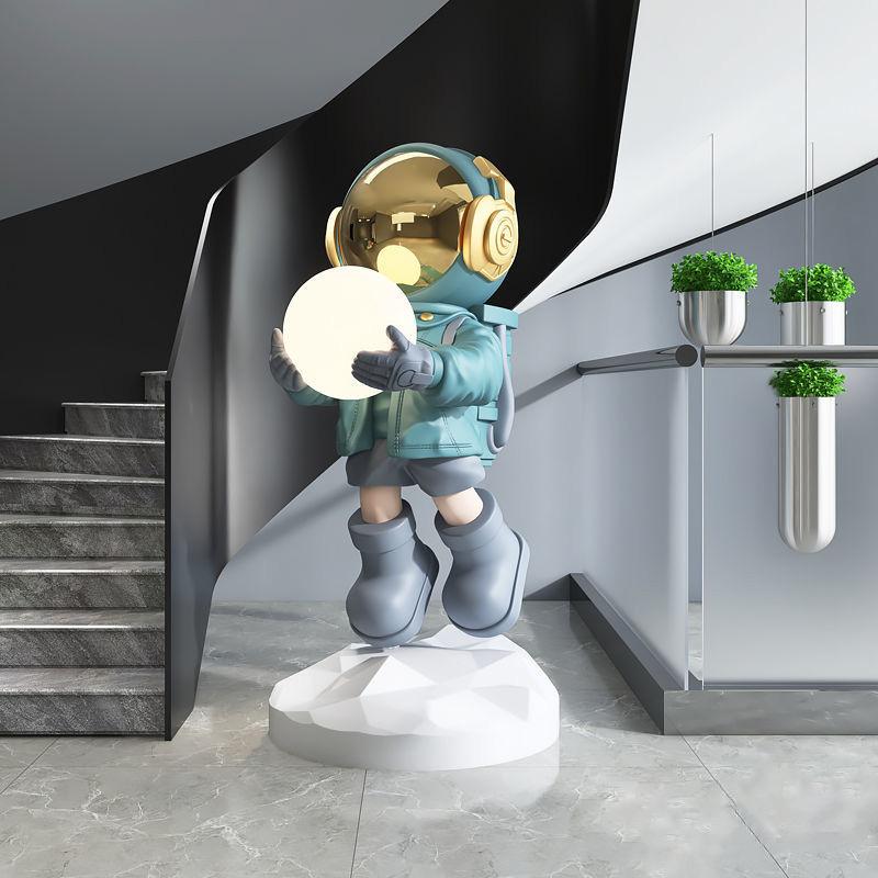 Decorative Objects & Figurines Modern Home Decor 80CM Astronaut Statue FRP Crafts Creative Corridor Light Indoor Large Floor Decoration High