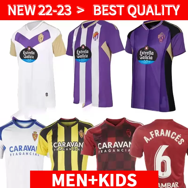 22 23 Real Zaragoza Soccer Jerseys 2022 POMBO KAGAWA Quick Dry Football Shirts KIDS Away Camiseta Valladolid FRAN GAMEZ FEDE Sergi Guardiola Oscar Third, Valladolid kids