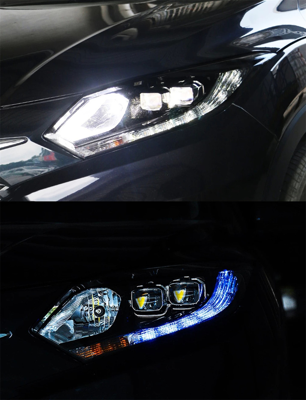 Car Headlights for Honda HR-V 20 15-20 19 Vezel High Beam Lens LED Headlight Daily Running Lights