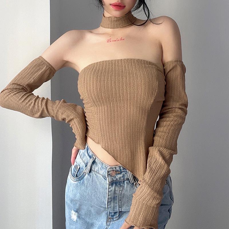 Women' Tanks & Camis European And American Sweet Spicy Wind Autumn Irregular Triangle Short Vest With Cuff Sexy Shoulder Tube Top, Khaki
Women' Tanks & Camis European And American Sweet Spicy Wind Autumn Irregular Triangle Short Vest With Cuff Sexy Shoulder Tube Top, Khaki