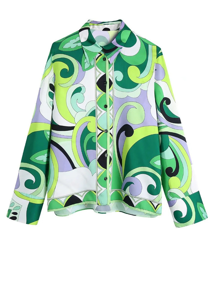 TRAF Green Print Short Skirt Women Retro High Waist Mini s Womens Summer Beach Woman Fashion Streetwear 220427