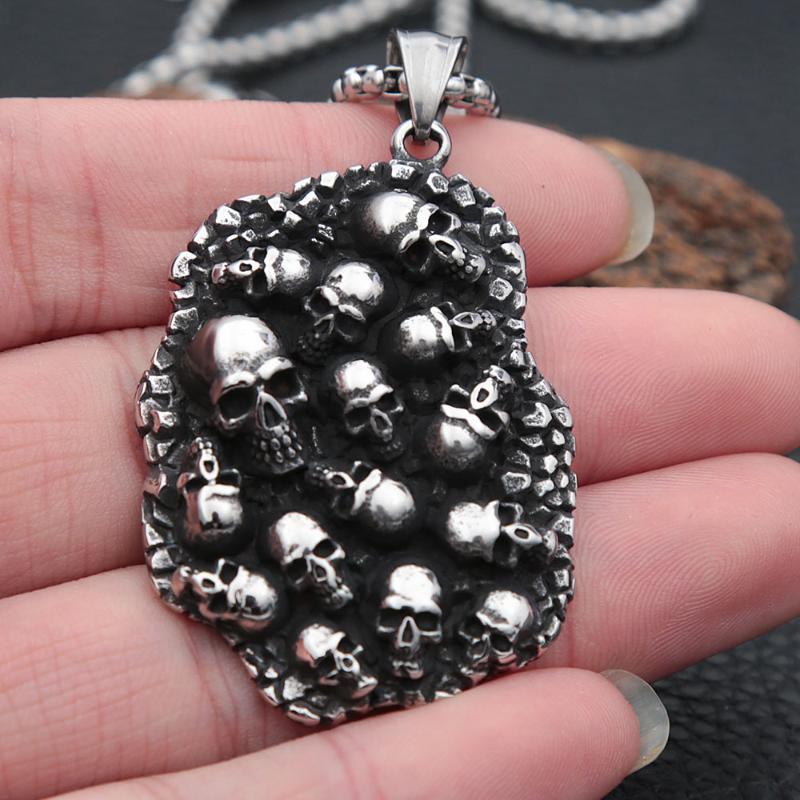 Pendant Necklaces Gothic Men Vintage Skull Necklace 316L Punk Hip Hop Fashion Stainless Steel Ghost Head Jewelry Fade FadePendant
Pendant Necklaces Gothic Men Vintage Skull Necklace 316L Punk Hip Hop Fashion Stainless Steel Ghost Head Jewelry Fade FadePendant