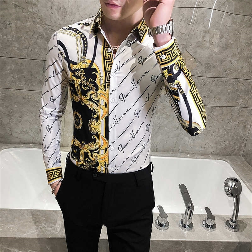 Autumn Man Vintage Printed Social Black Shirts Luxury Men's White Slim Fit Long Sleeve Dress Shirt Fashion Casual Chemise Homme 210701, D821-1
Autumn Man Vintage Printed Social Black Shirts Luxury Men's White Slim Fit Long Sleeve Dress Shirt Fashion Casual Chemise Homme 210701, D821-1