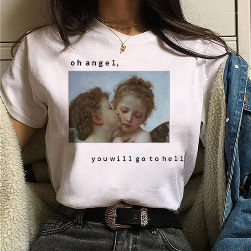 Women' T-Shirt Fashion WomenTshirt Angel Printed T Shirt Female Harajuku Kawaii Cartoon Tops Tee Casual Short Sleeve Clothing, Hata12 
Women' T-Shirt Fashion WomenTshirt Angel Printed T Shirt Female Harajuku Kawaii Cartoon Tops Tee Casual Short Sleeve Clothing, Hata12