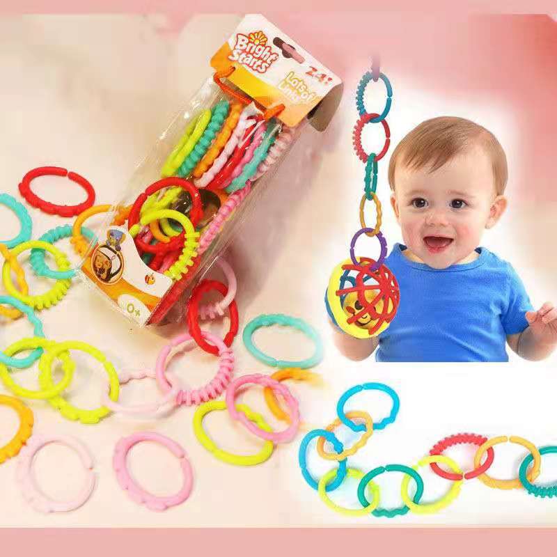 Baby Teether Rainbow Circle Molar Ring Grab Rings Infant Toys Glue Biting Toy Food Grade Safety Silicone Material Children Serial Gifts