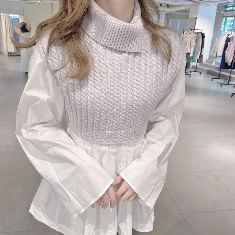 Women's Blouses & Shirts Autumn Office Lady Simple Short Knitted Vest + Elegant Chic Drawstring Design Women Flare Long Sleeve Blusas Mujer, Ivory
Women's Blouses & Shirts Autumn Office Lady Simple Short Knitted Vest + Elegant Chic Drawstring Design Women Flare Long Sleeve Blusas Mujer, Ivory
