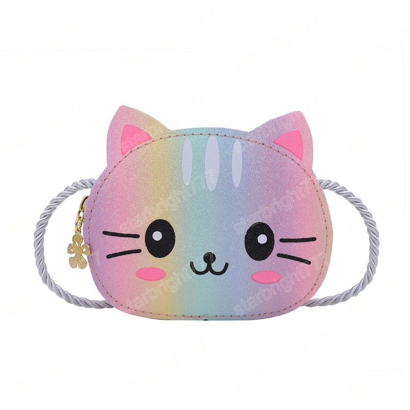 Colorful Children's Mini Shoulder Bags Cute Cartoon Cat Baby Girls Accessories Messenger Bag Kids Pu Leather Coin Purse Handbags