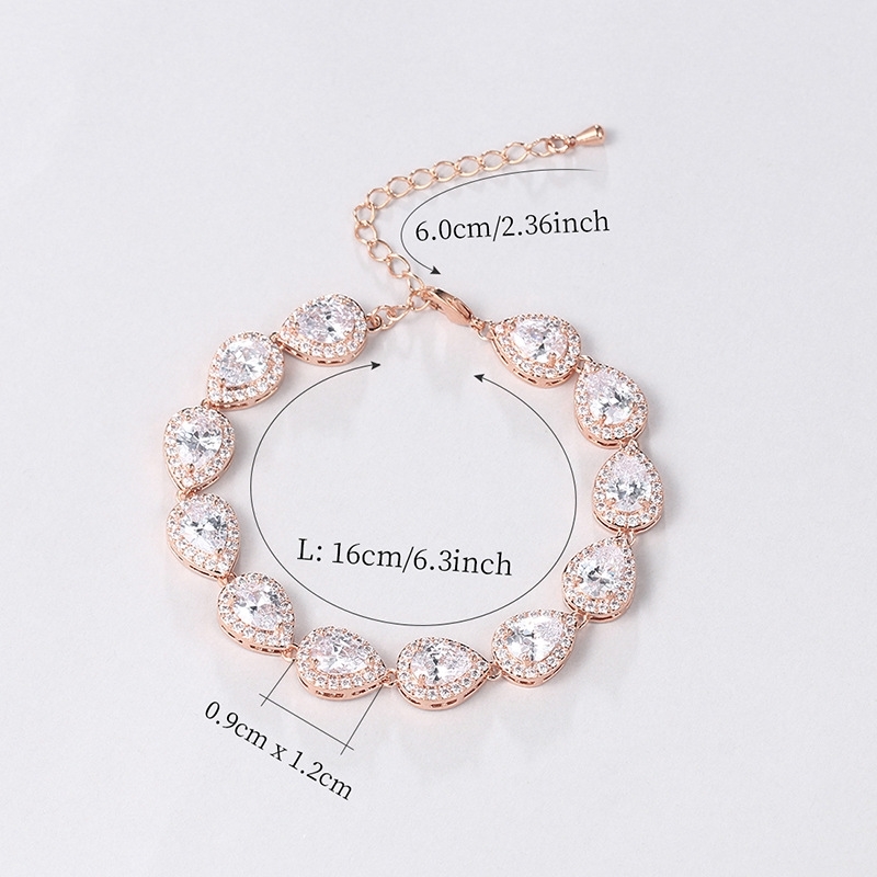 High Quality Halo Pear Cut Cubic Zirconia CZ Crystal Tennis Bracelets Wedding Jewelry Bride or Bridesmaid Gifts W220427