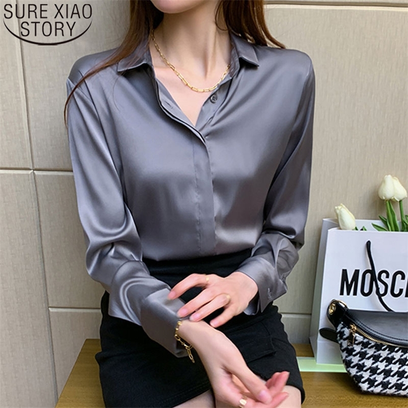 Spring Office Lady Silk Blouse Satin Shirts Women Chiffon Blouses Turn Down Collar Long Sleeve Tops Casual Loose Tops 220407, Gray
Spring Office Lady Silk Blouse Satin Shirts Women Chiffon Blouses Turn Down Collar Long Sleeve Tops Casual Loose Tops 220407, Gray