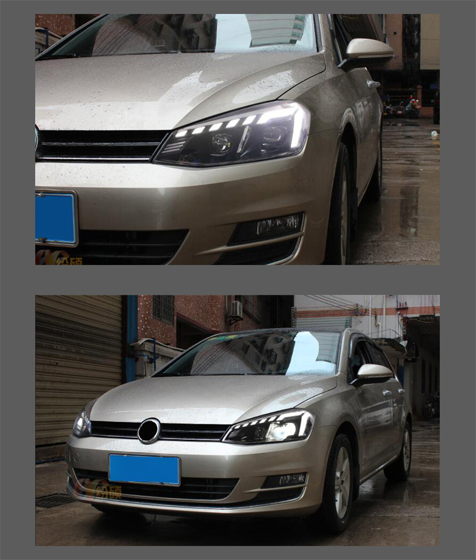 Headlights All LED For VW Golf 7 LED Headlight 2013-17 MK7 Turn Signal Angel Eye Lens Daytime Running Lights High Beam