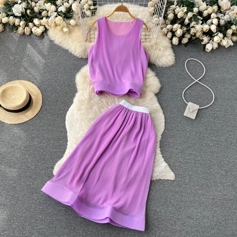 Work Dresses Fashion Chiffon Suit Women 2022 Sleeveless O-neck Tops Elastic Waist Skirt All-match Two Piece Set ClothingWork, Black
Work Dresses Fashion Chiffon Suit Women 2022 Sleeveless O-neck Tops Elastic Waist Skirt All-match Two Piece Set ClothingWork, Black