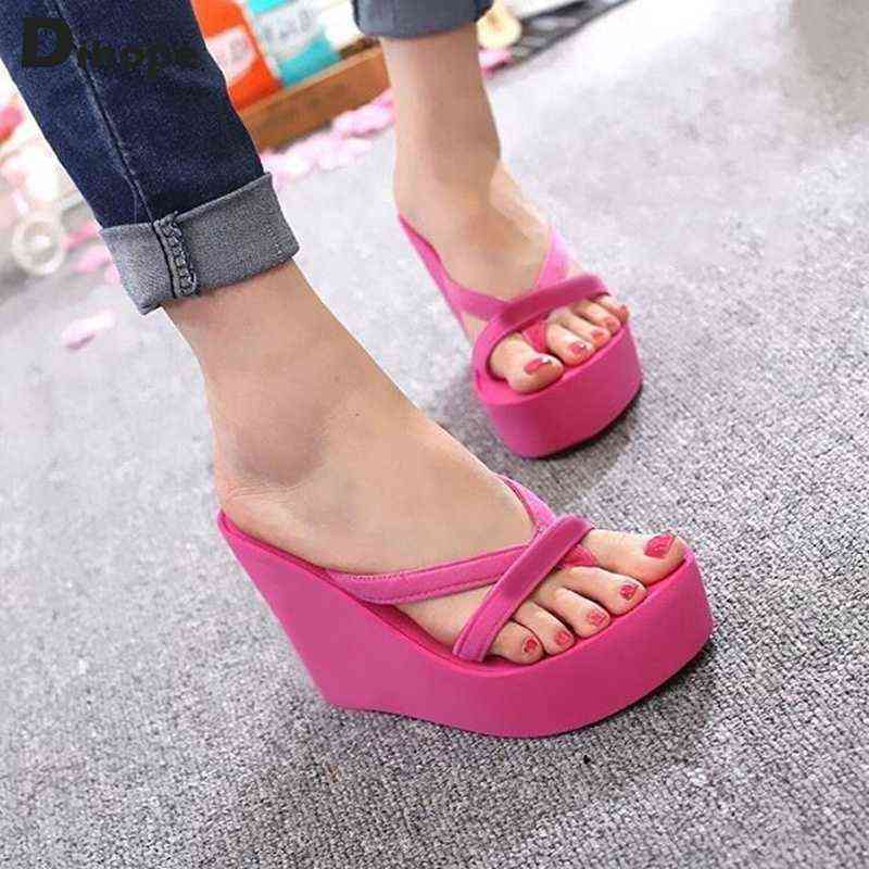 Fashion Slippers Women Platform Sandals High Heels Sandals Summer Women Shoes Beach Flip Flops Solid Slides 2022 Slippers Women Y220412