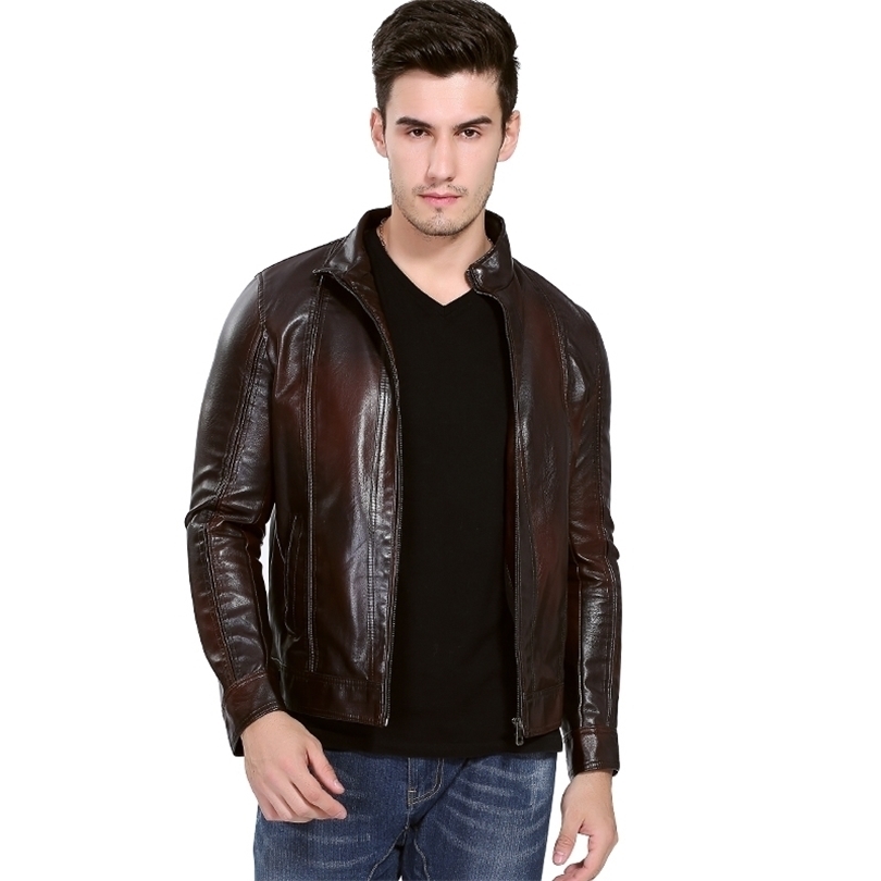 Motorcycle Leather Jacket Men Autumn Winter Men's Leather Jacket jaqueta de couro masculina Mens leather Jackets Coats 5XL T200319