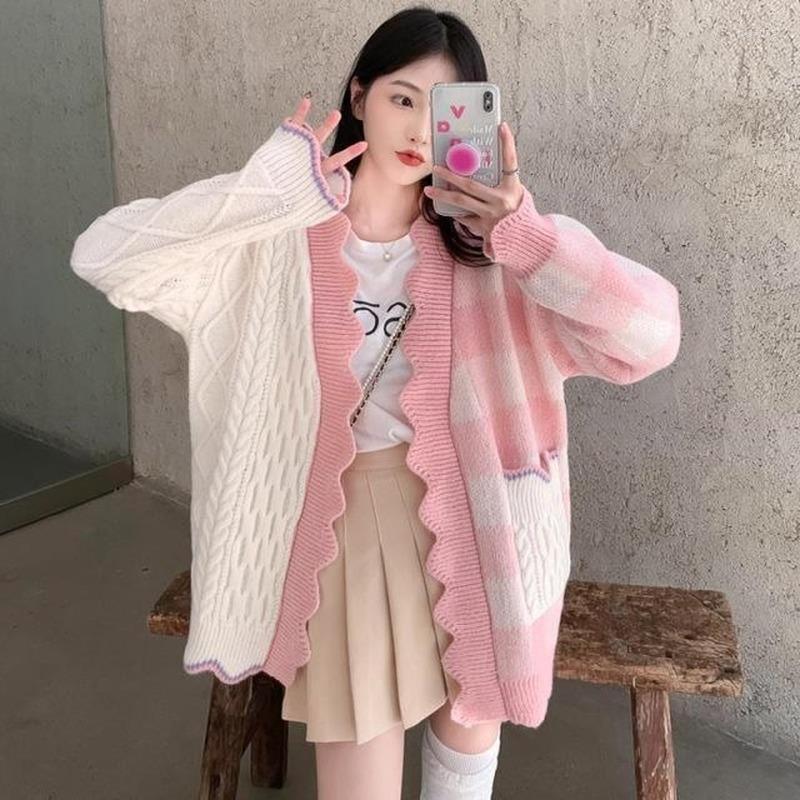 Women's Knits & Tees Fashion Plaid Sweater Coat Women's Spring And Autumn 2022 Korean Striped Long-sleeved Knitted Cardigan Female Casua, Pink
Women's Knits & Tees Fashion Plaid Sweater Coat Women's Spring And Autumn 2022 Korean Striped Long-sleeved Knitted Cardigan Female Casua, Pink