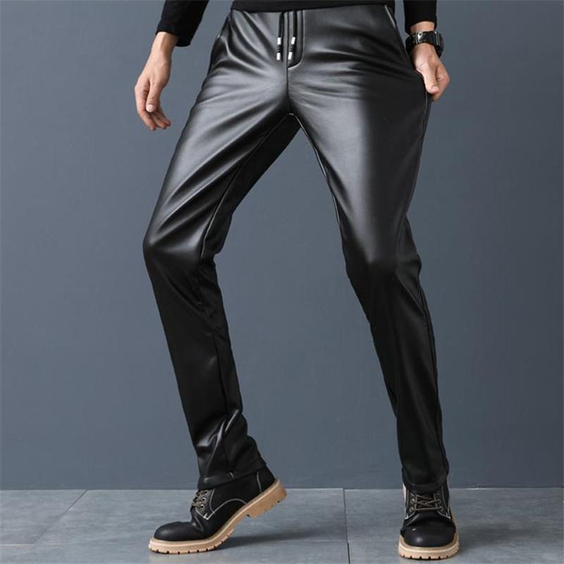 Men's Pants Man Leather Velvet Slim Pu Trousers Warm High Elastic Motorcycle Pant Male Thick Skinny Pantalons CaprisMen's, Thin velvet
Men's Pants Man Leather Velvet Slim Pu Trousers Warm High Elastic Motorcycle Pant Male Thick Skinny Pantalons CaprisMen's, Thin velvet