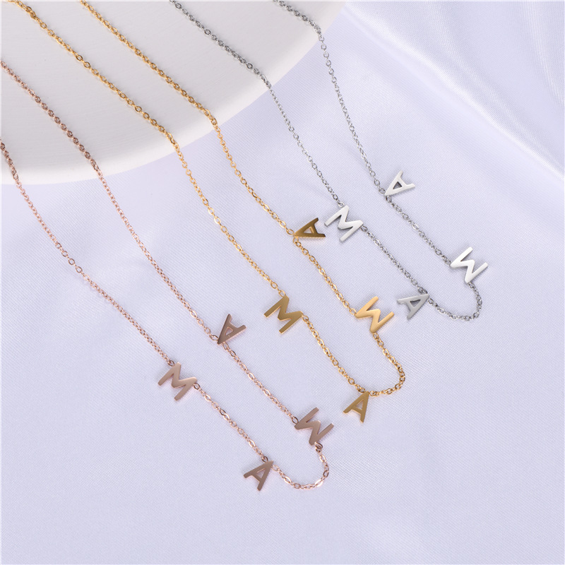 New Fashion MAMA Pendant Necklace 3 Colors Plated Stainless Steel Necklace for Mother Gift