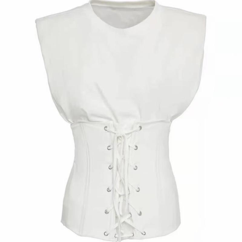 Women' T-Shirt Summer Solid Color Corset Lace-up Sleeveless Top Niche Fashion Design With Small Shoulder Pads Simple Pullover T-shirtWomen, White
Women' T-Shirt Summer Solid Color Corset Lace-up Sleeveless Top Niche Fashion Design With Small Shoulder Pads Simple Pullover T-shirtWomen, White