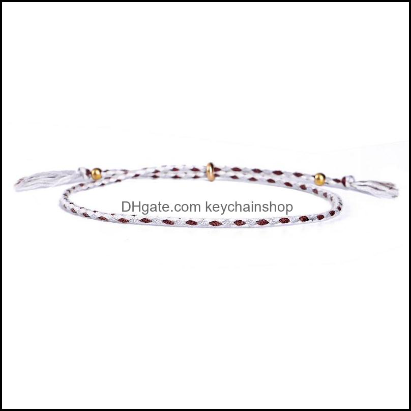 Other Bracelets Jewelry Kimter Handmade Tassel Knots Ropes Bracelet Ethnic Cotton Rope Lucky Tibetan String Bangles For Couples Q508Fz Drop