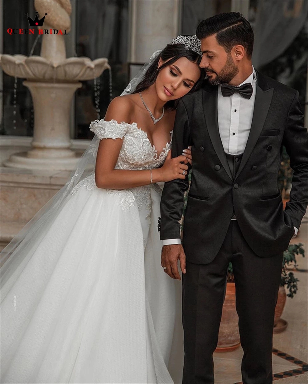 Wedding Dresses Vestido De Noiva 2022 Ball Gown V-neck Tulle Lace Crystal Beaded Elegant Wedding Gown Custom Made BES121